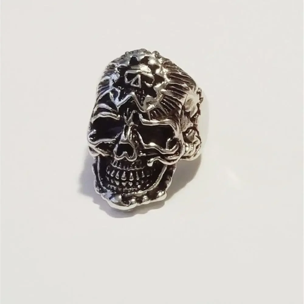 316L stainless steel silver skull ring‎ hypoallergenic tarnish resistant size 13